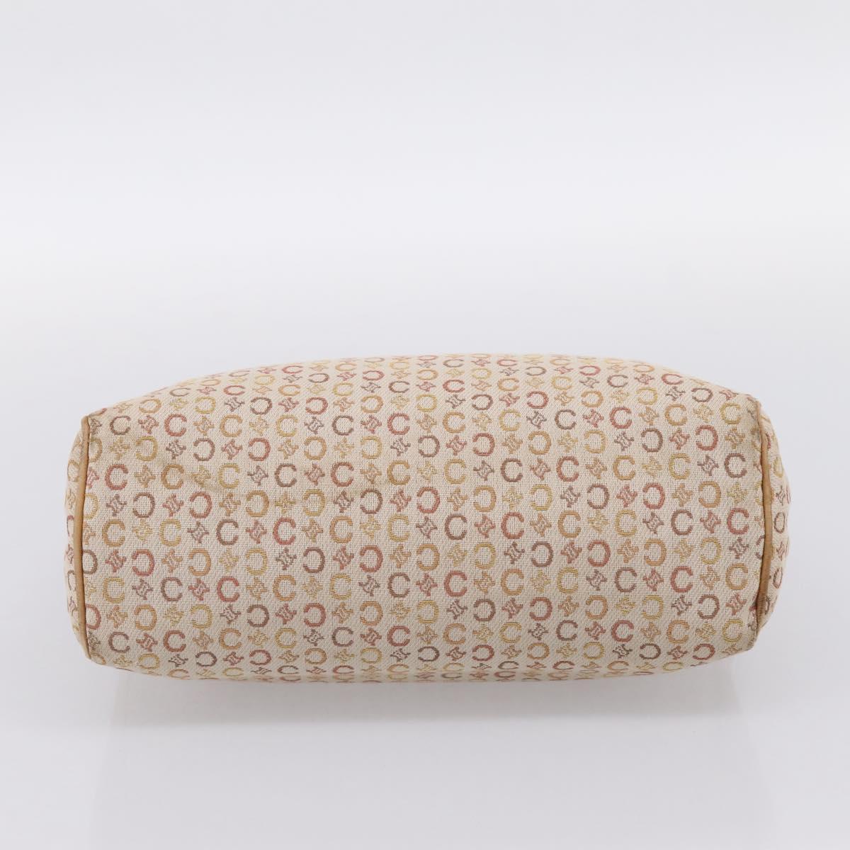 CELINE C Macadam Hand Bag Canvas Beige Gold Tone Auth 201317
