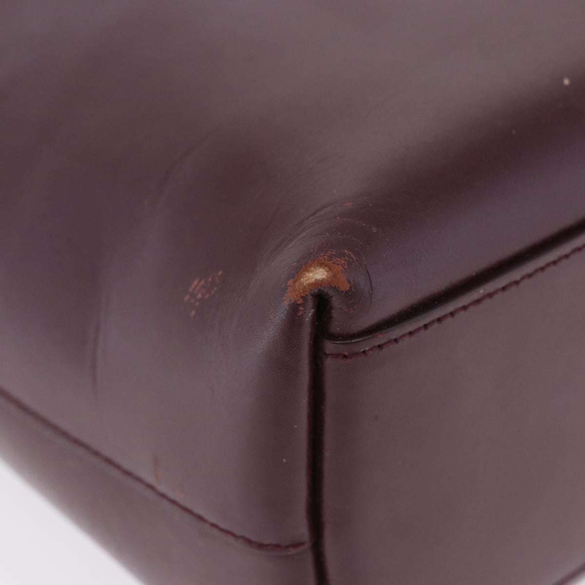 PRADA Tote Bag Leather Wine Red Auth 201318