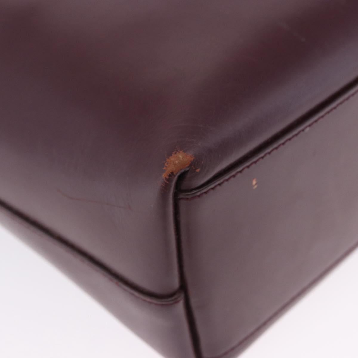 PRADA Tote Bag Leather Wine Red Auth 201318