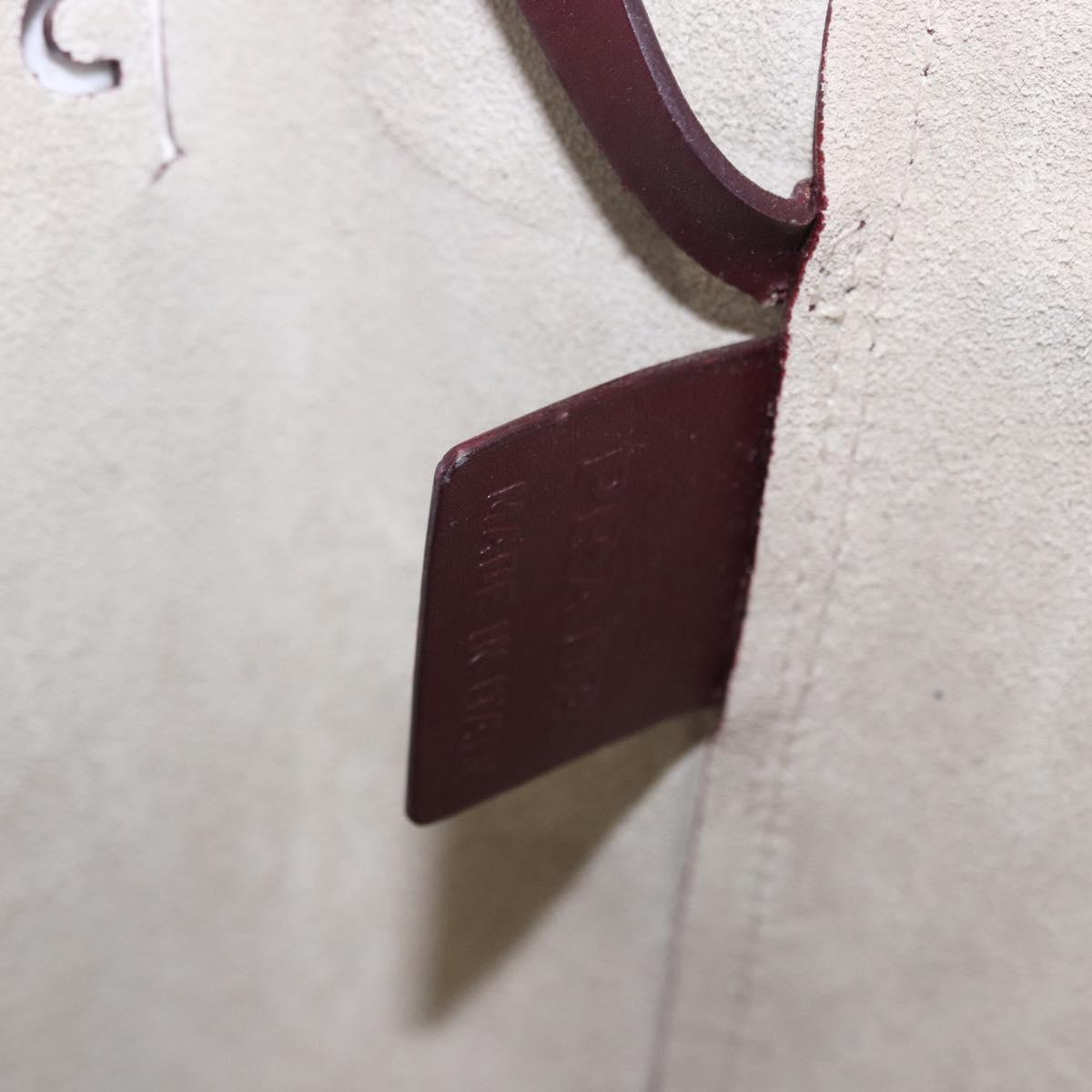 PRADA Tote Bag Leather Wine Red Auth 201318