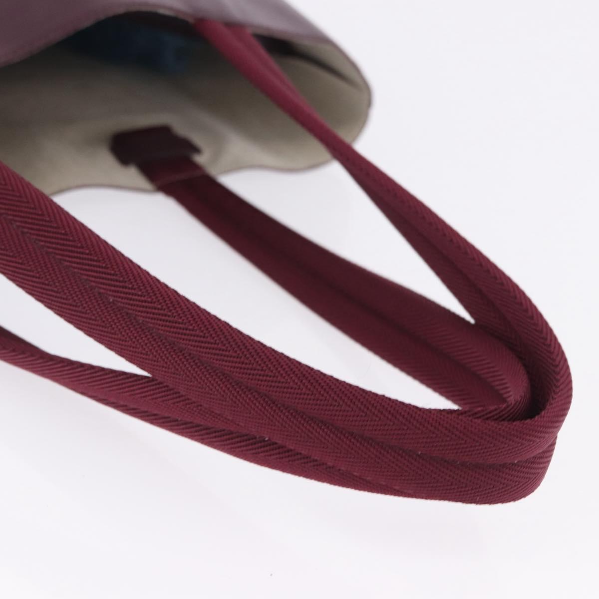 PRADA Tote Bag Leather Wine Red Auth 201318