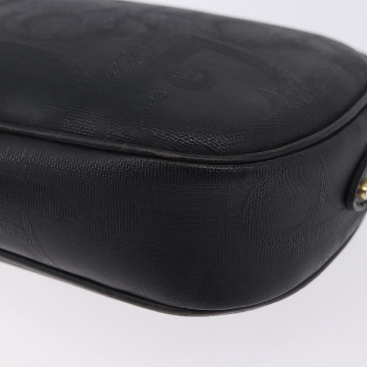 Christian Dior Trotter Shoulder Bag PVC Leather Black Gold Tone Auth 201320