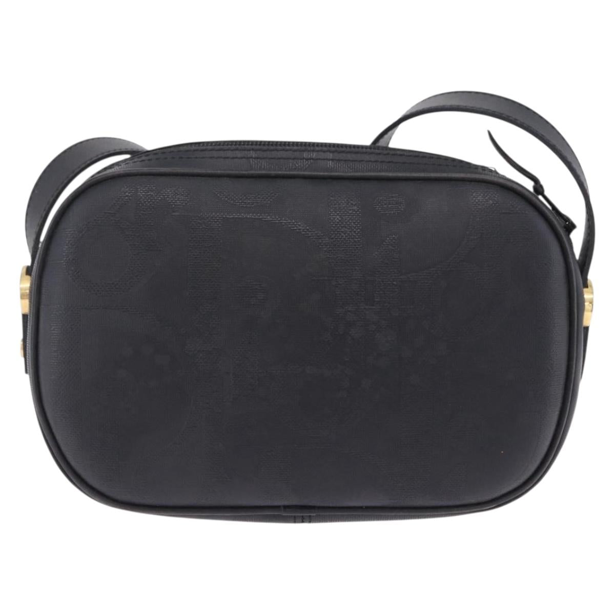 Christian Dior Trotter Shoulder Bag PVC Leather Black Gold Tone Auth 201320