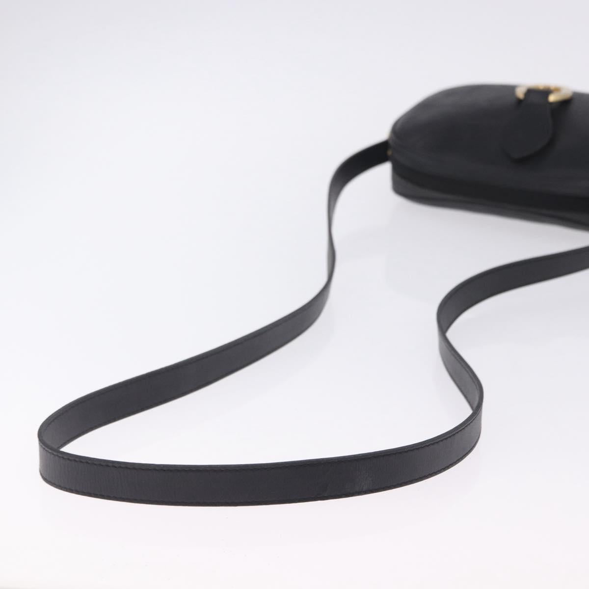 Christian Dior Trotter Shoulder Bag PVC Leather Black Gold Tone Auth 201320