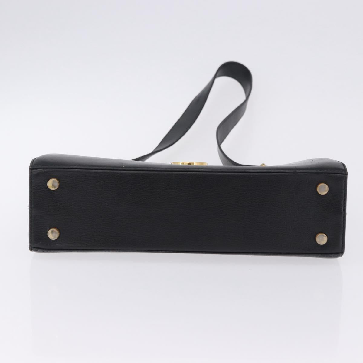 Salvatore Ferragamo Gancini Shoulder Bag Leather Black Gold Tone Auth 201321