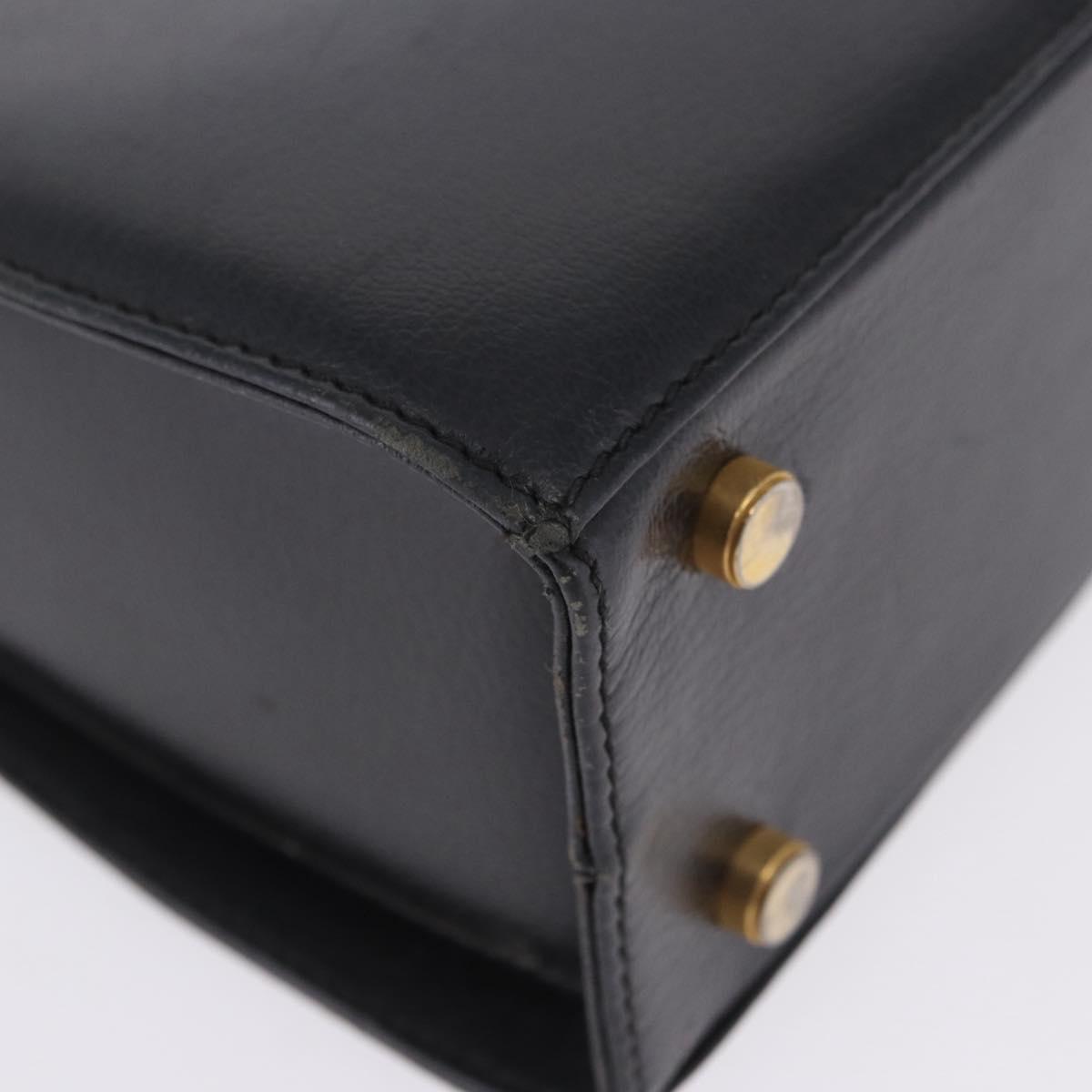 Salvatore Ferragamo Gancini Shoulder Bag Leather Black Gold Tone Auth 201321