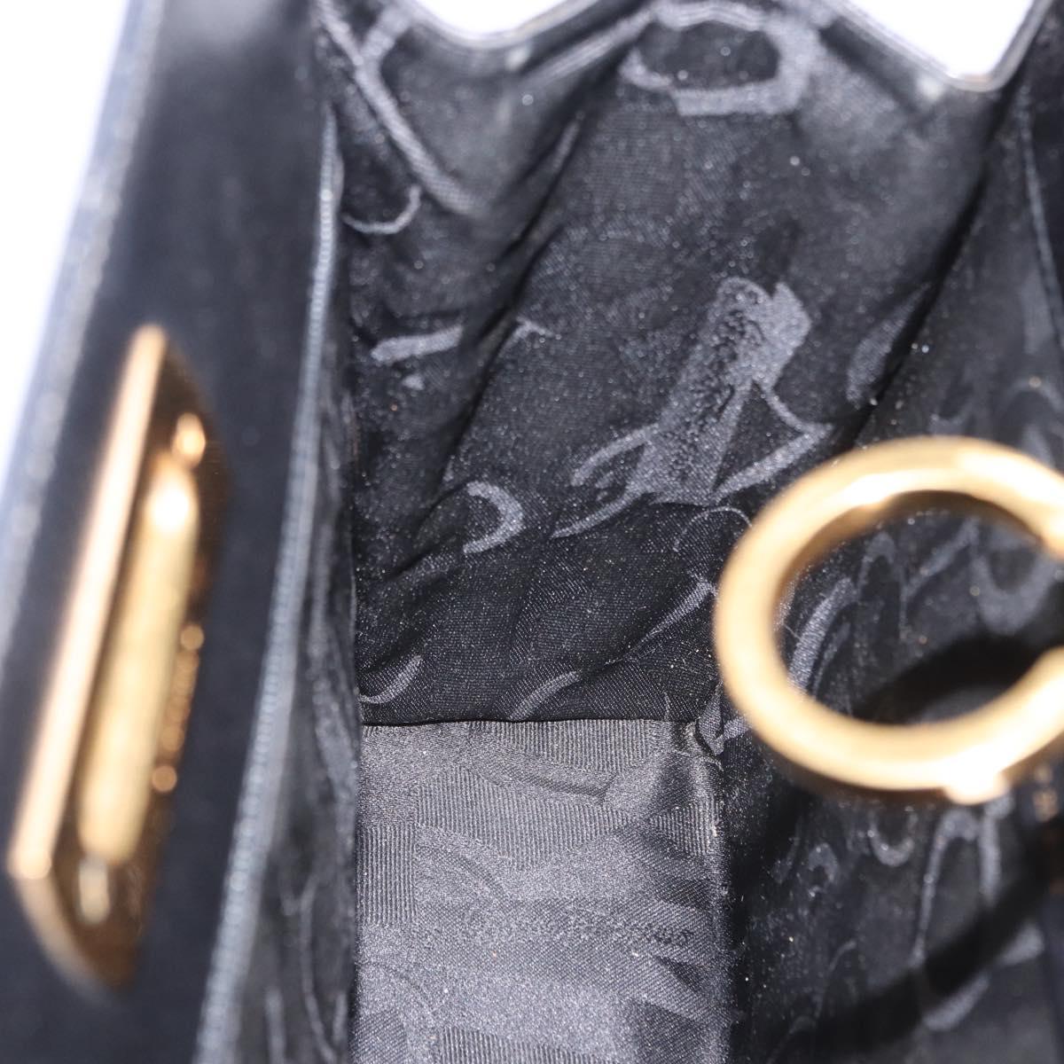 Salvatore Ferragamo Gancini Shoulder Bag Leather Black Gold Tone Auth 201321