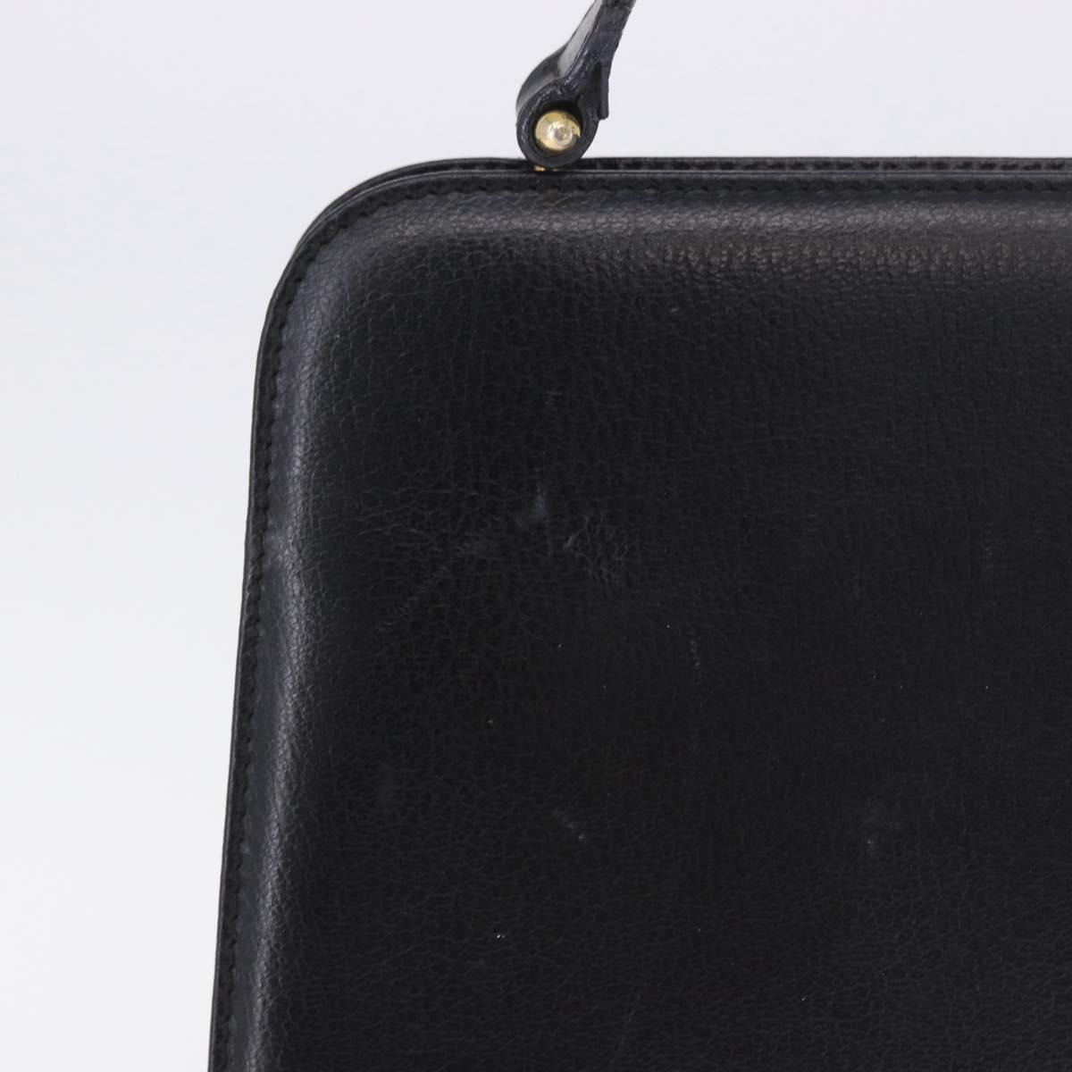Salvatore Ferragamo Gancini Shoulder Bag Leather Black Gold Tone Auth 201321