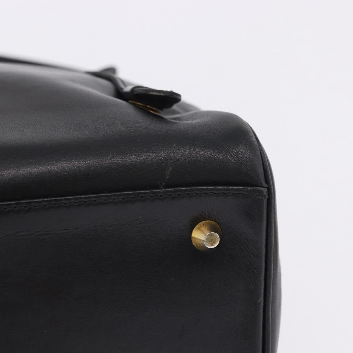 Christian Dior Hand Bag Leather 2way Black Gold Tone Auth 201324