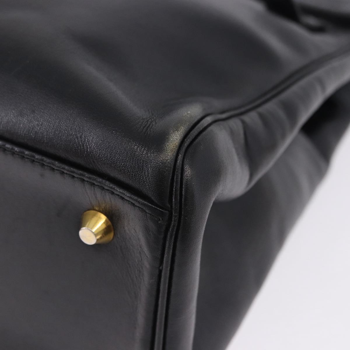 Christian Dior Hand Bag Leather 2way Black Gold Tone Auth 201324