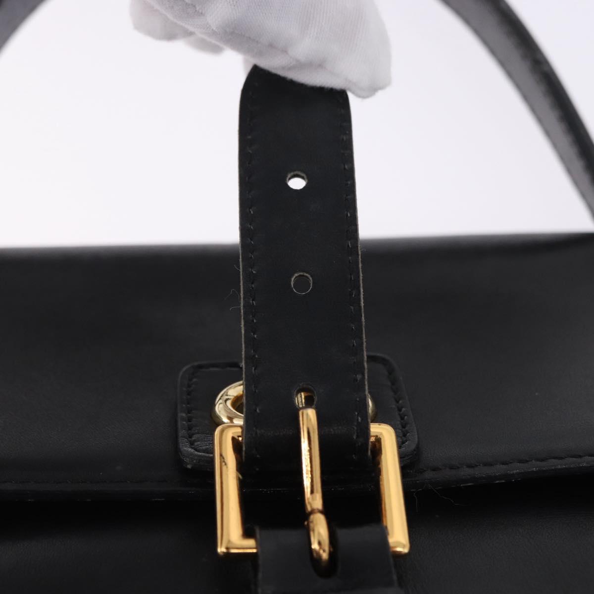 Christian Dior Hand Bag Leather 2way Black Gold Tone Auth 201324