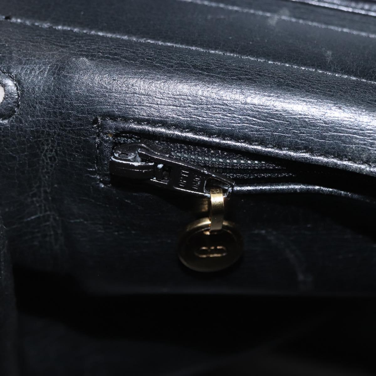 Christian Dior Hand Bag Leather 2way Black Gold Tone Auth 201324
