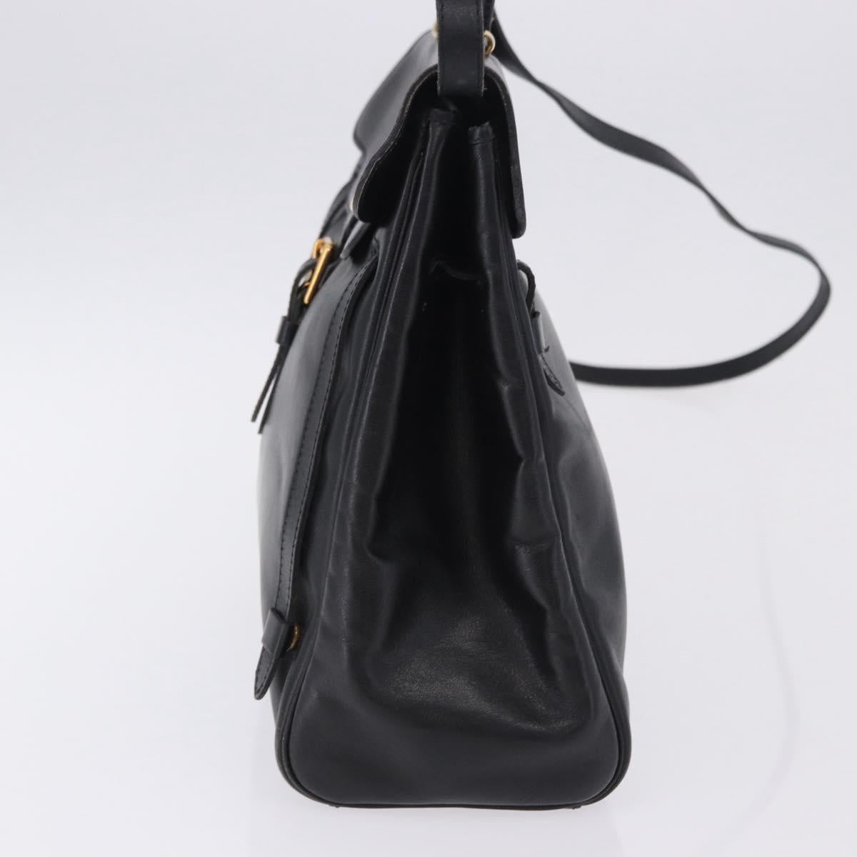 Christian Dior Hand Bag Leather 2way Black Gold Tone Auth 201324