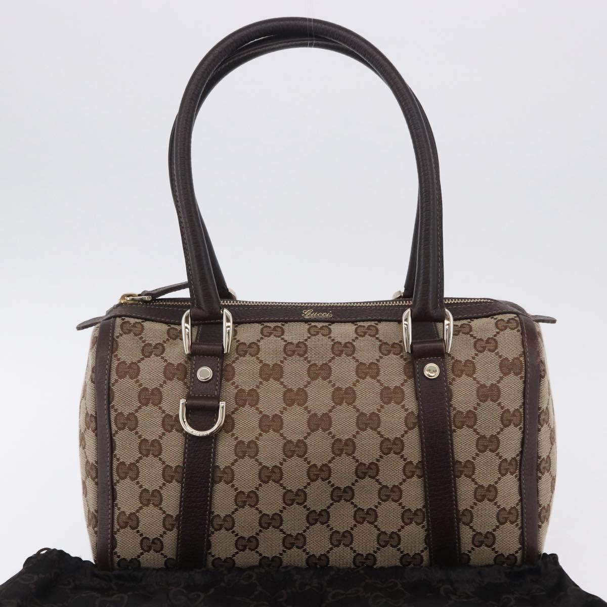 GUCCI GG Canvas Hand Bag Beige Gold Tone 130942 Auth 201326V