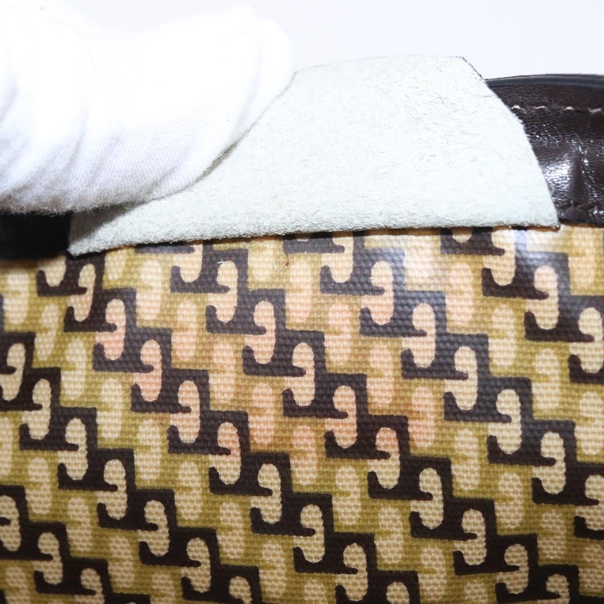 GUCCI Clutch Bag Suede Brown Gold Tone Auth 201327A