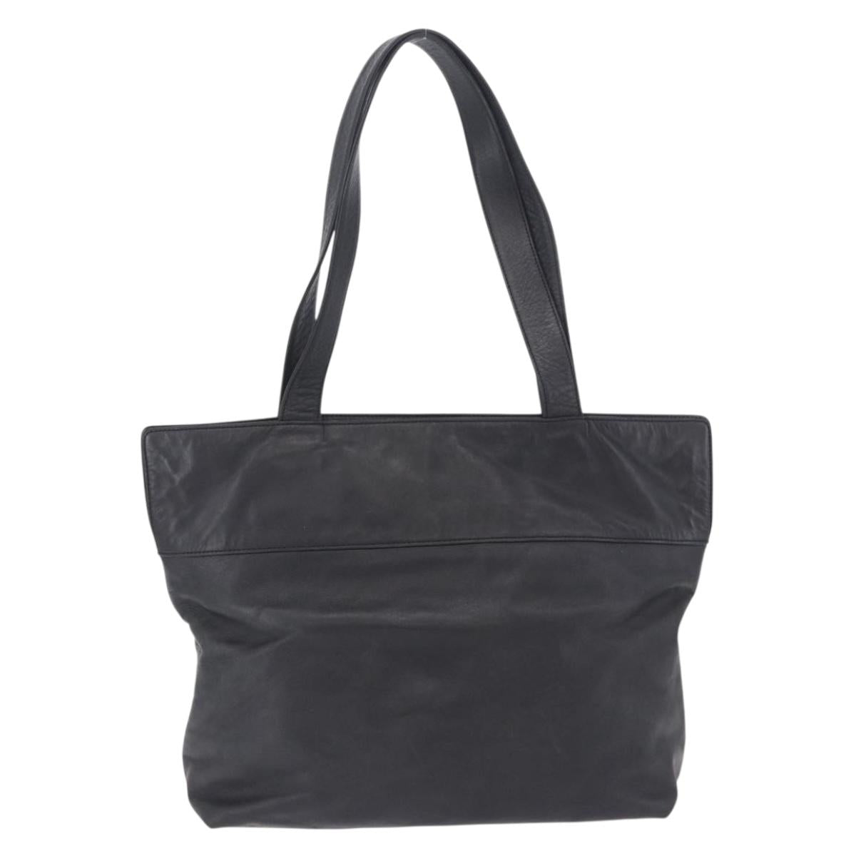 CHANEL Tote Bag Lamb Skin Black CC Auth 201339A