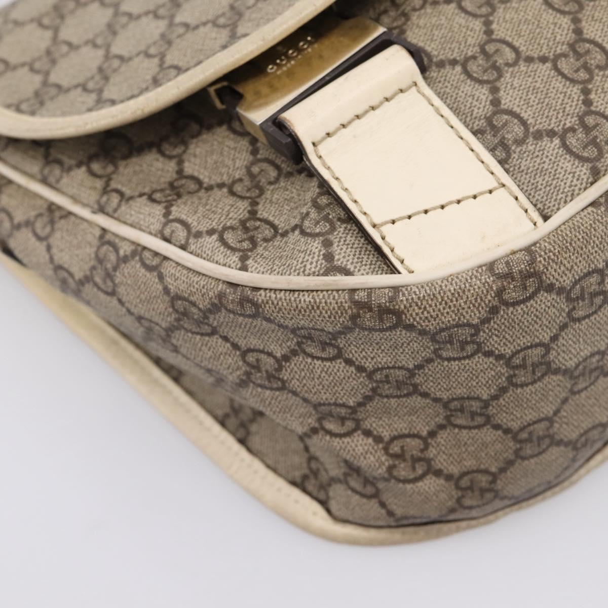 GUCCI GG Supreme Shoulder Bag PVC Beige Silver 201732 Auth 201340