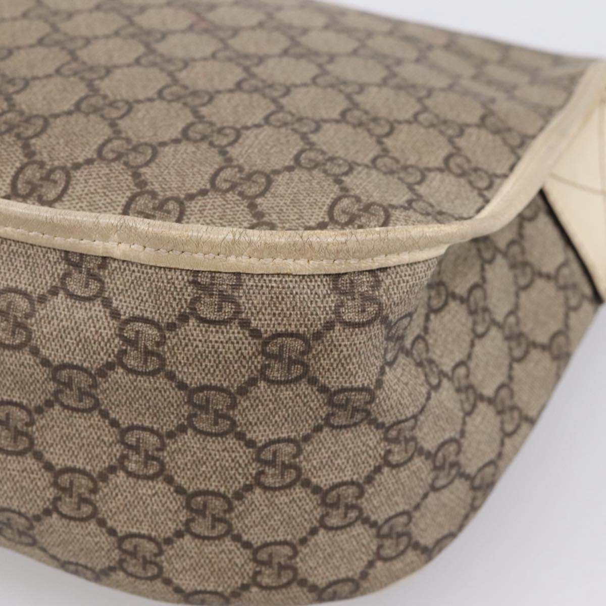 GUCCI GG Supreme Shoulder Bag PVC Beige Silver 201732 Auth 201340
