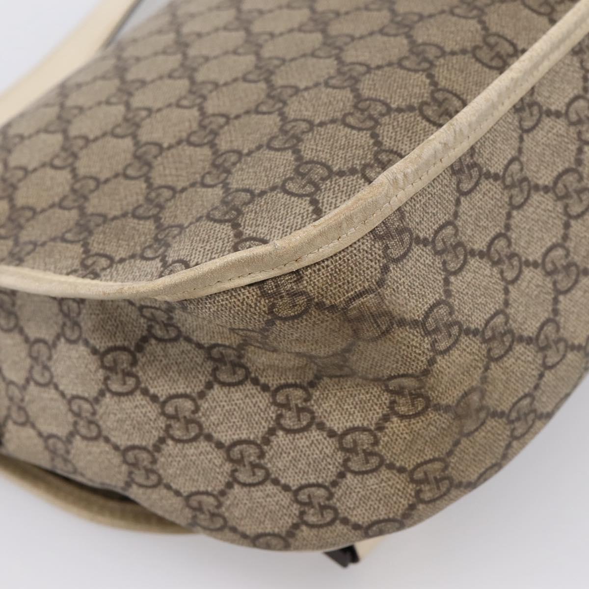 GUCCI GG Supreme Shoulder Bag PVC Beige Silver 201732 Auth 201340