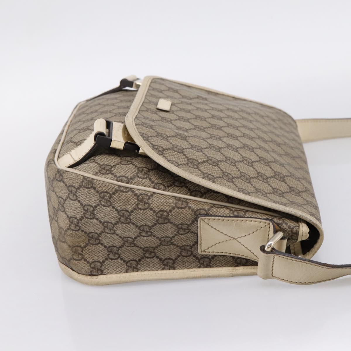 GUCCI GG Supreme Shoulder Bag PVC Beige Silver 201732 Auth 201340