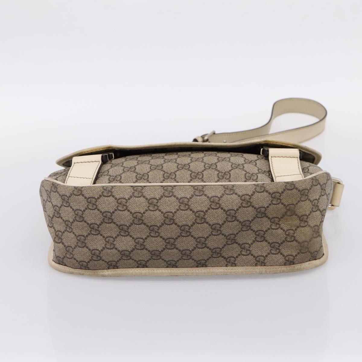 GUCCI GG Supreme Shoulder Bag PVC Beige Silver 201732 Auth 201340