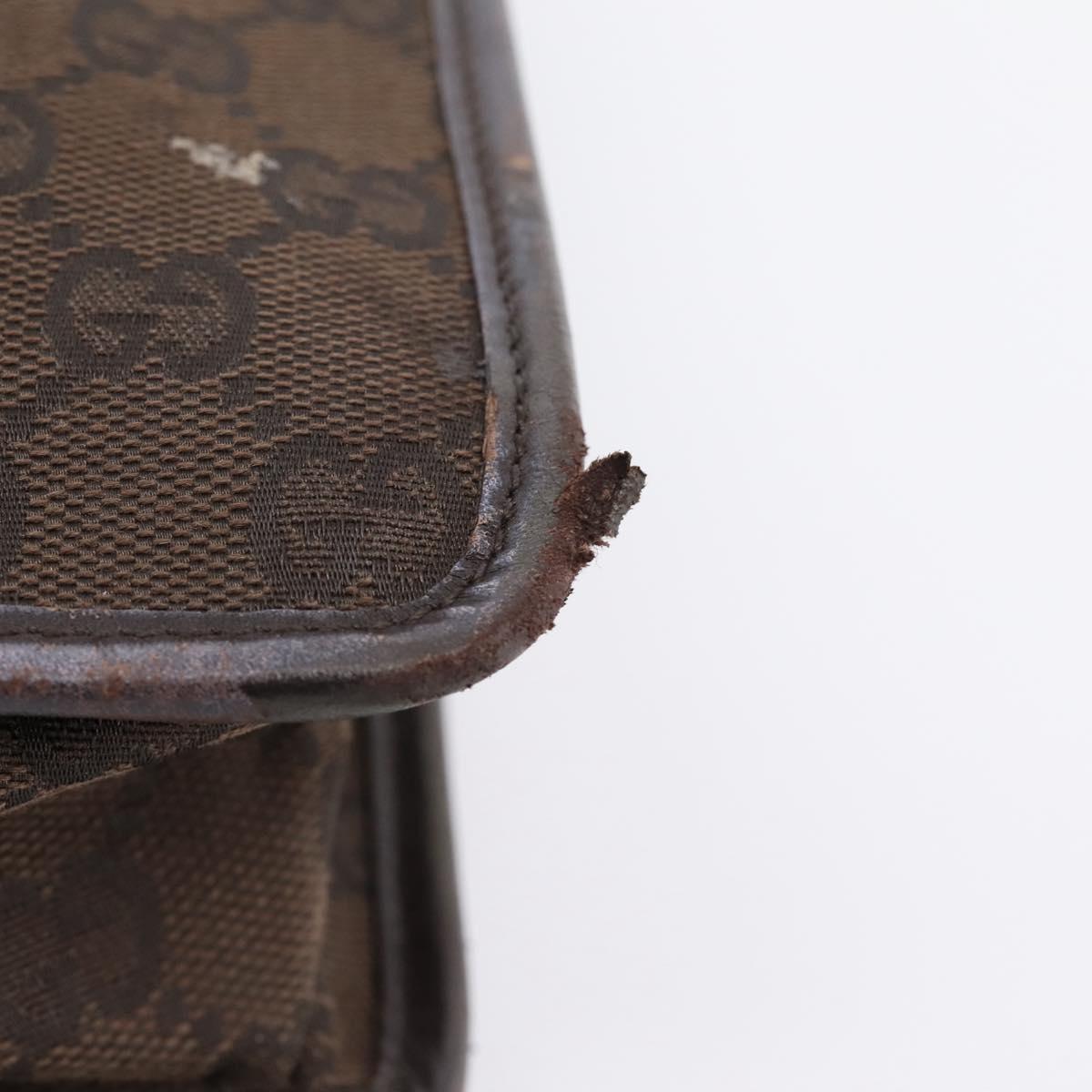 GUCCI GG Canvas Shoulder Bag Brown Gold 91762 Auth 201343