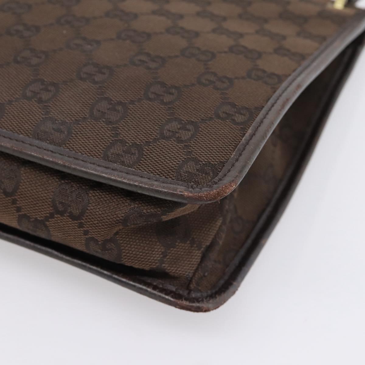 GUCCI GG Canvas Shoulder Bag Brown Gold 91762 Auth 201343