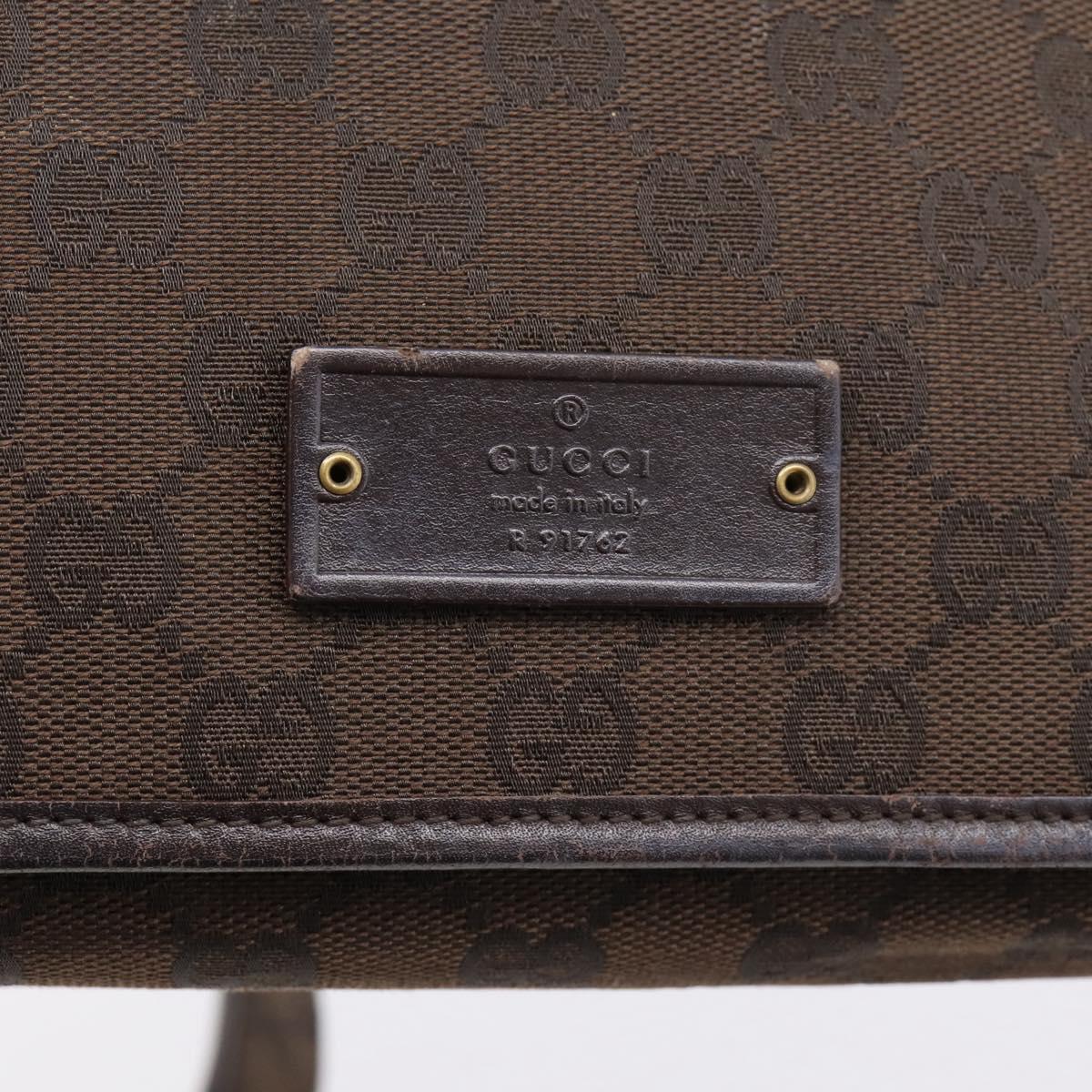 GUCCI GG Canvas Shoulder Bag Brown Gold 91762 Auth 201343