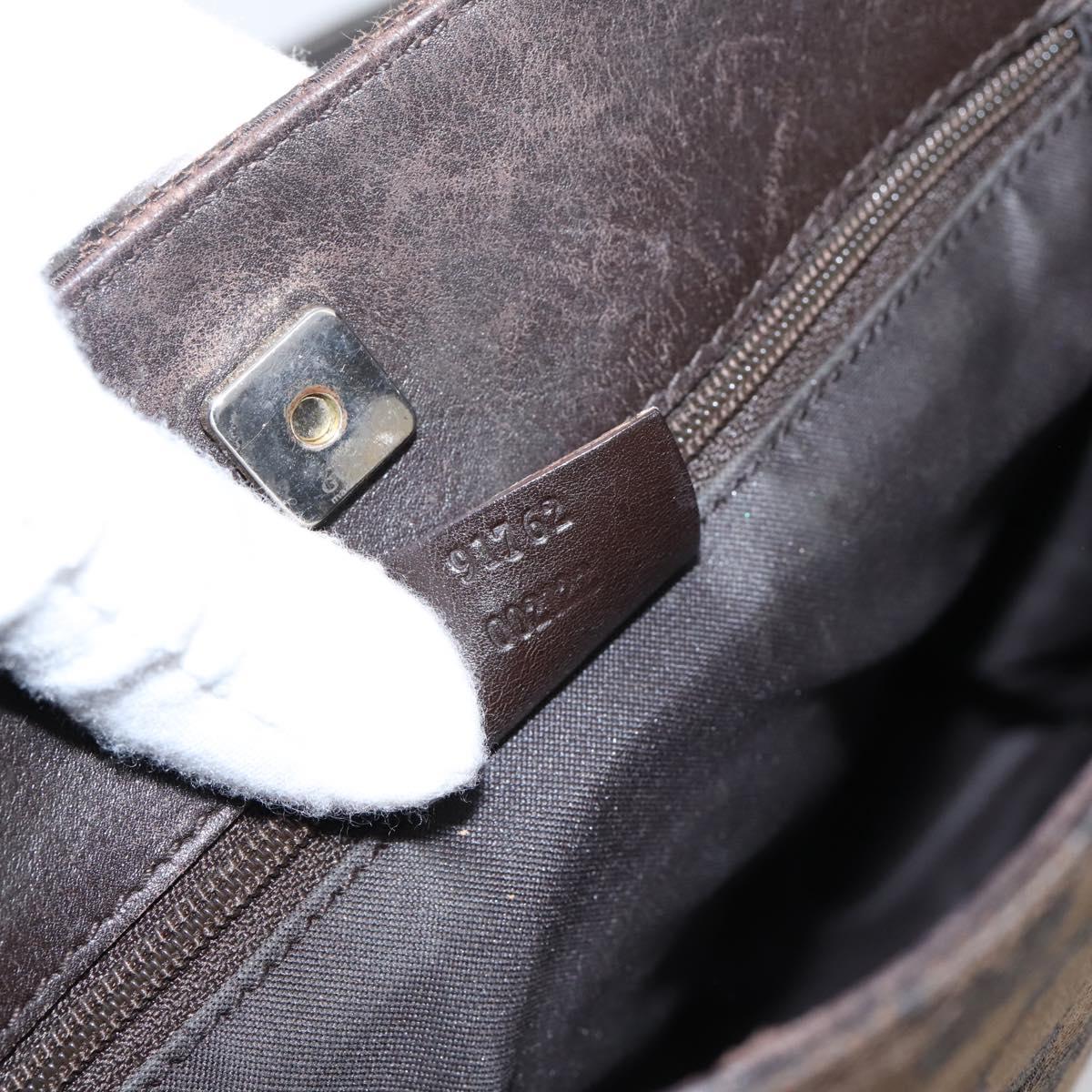 GUCCI GG Canvas Shoulder Bag Brown Gold 91762 Auth 201343