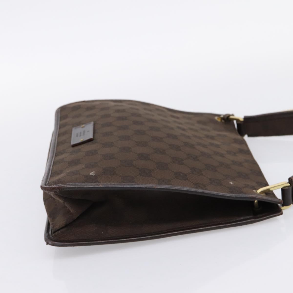 GUCCI GG Canvas Shoulder Bag Brown Gold 91762 Auth 201343