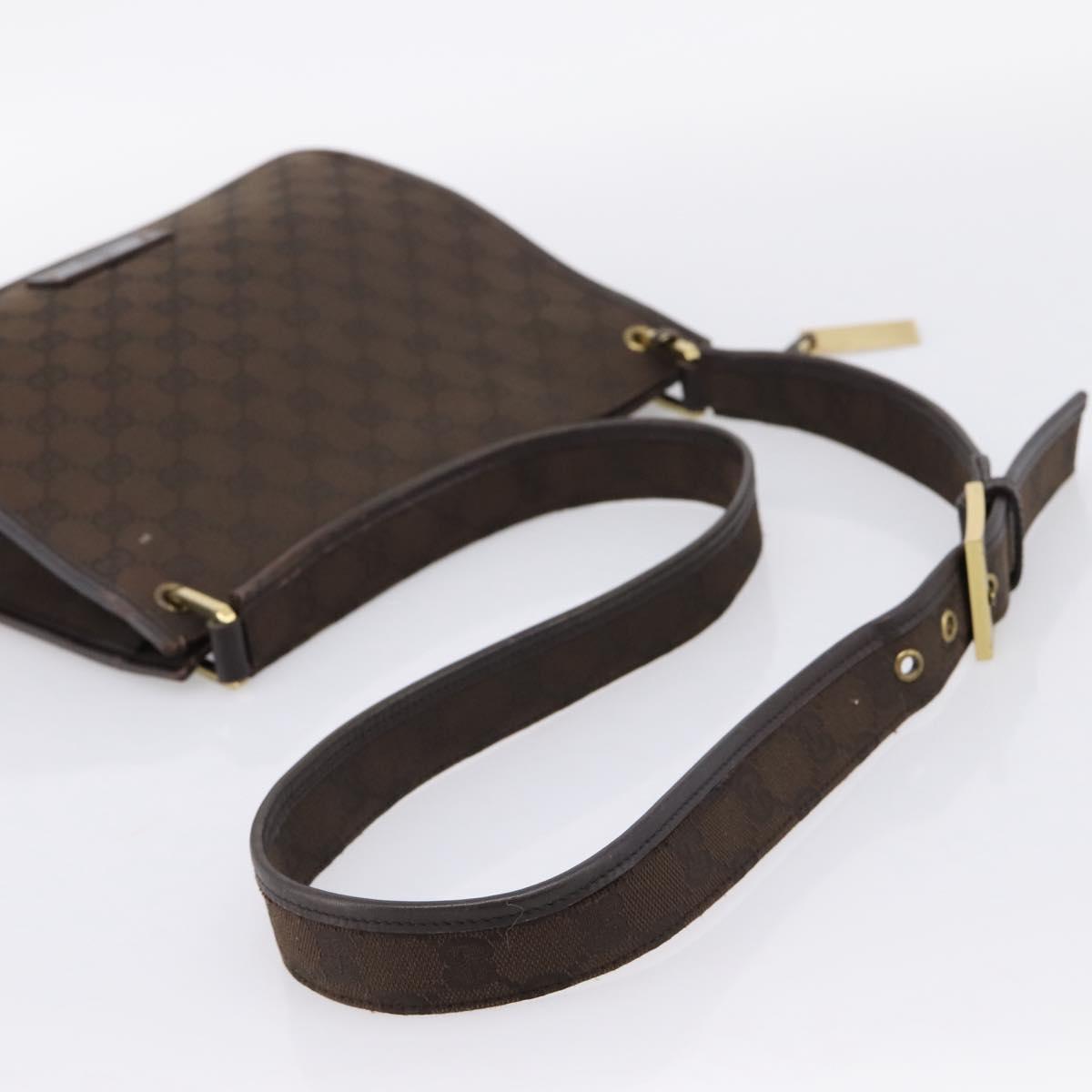 GUCCI GG Canvas Shoulder Bag Brown Gold 91762 Auth 201343