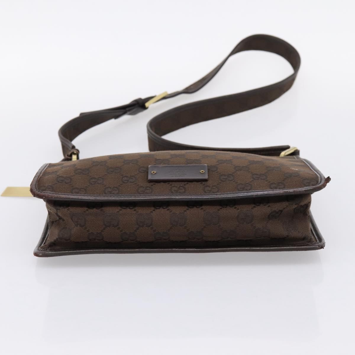 GUCCI GG Canvas Shoulder Bag Brown Gold 91762 Auth 201343