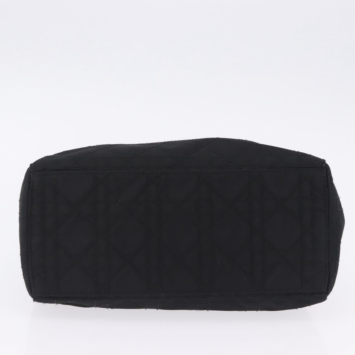Christian Dior Lady Dior Canage Hand Bag Nylon Black Silver Auth 201347