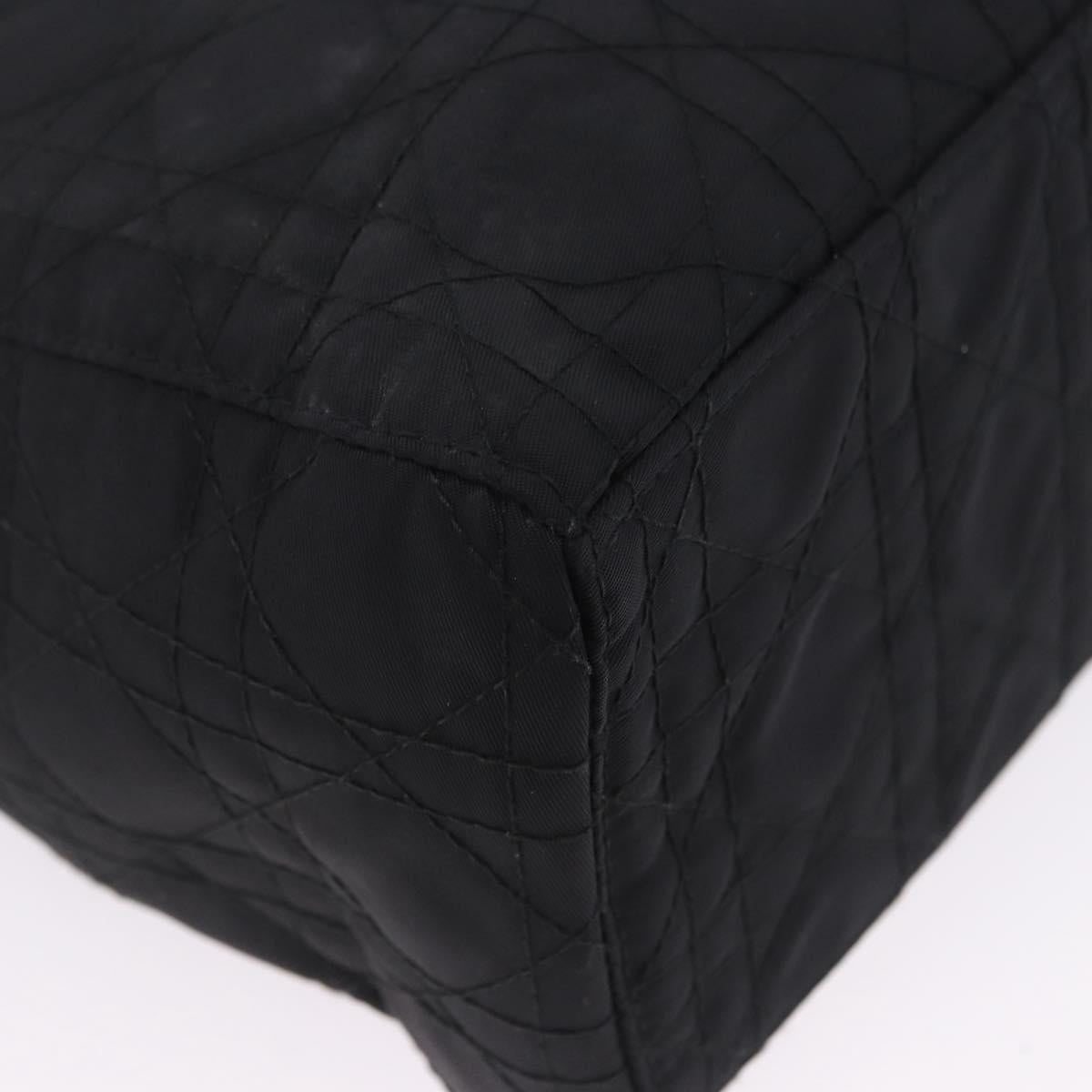 Christian Dior Lady Dior Canage Hand Bag Nylon Black Silver Auth 201347