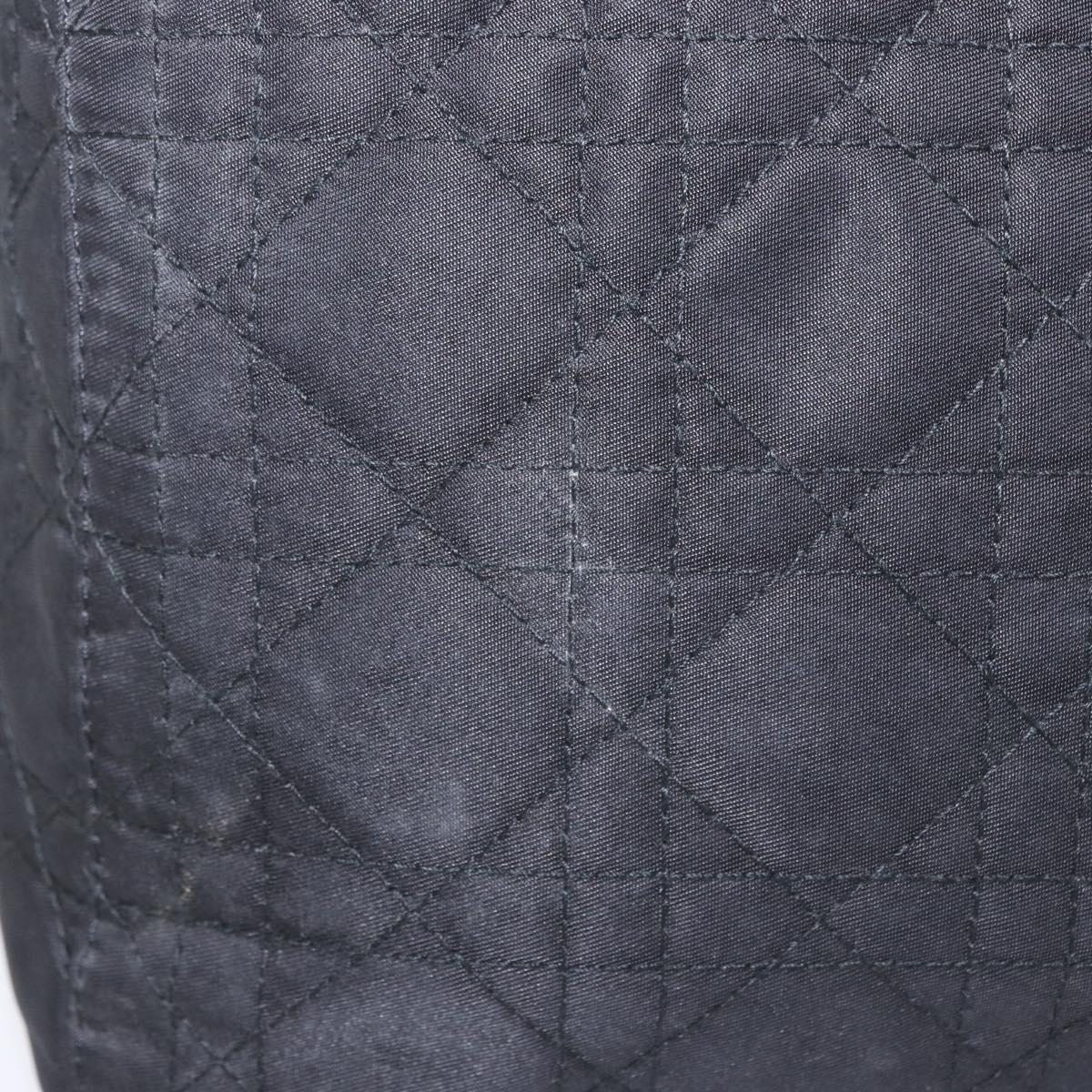 Christian Dior Lady Dior Canage Hand Bag Nylon Black Silver Auth 201347