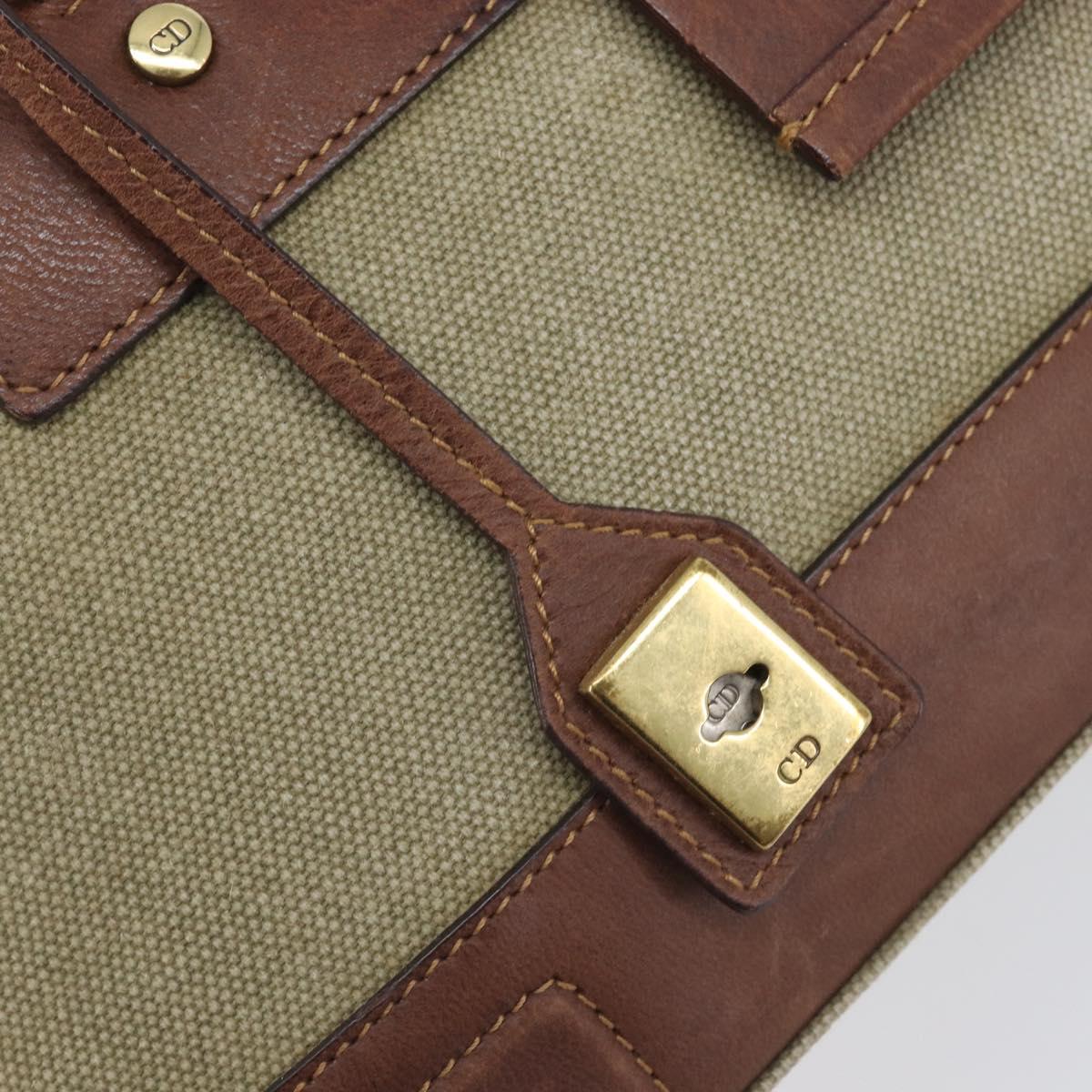 Christian Dior Straight Chic Hand Bag Canvas Beige Gold Auth 201348