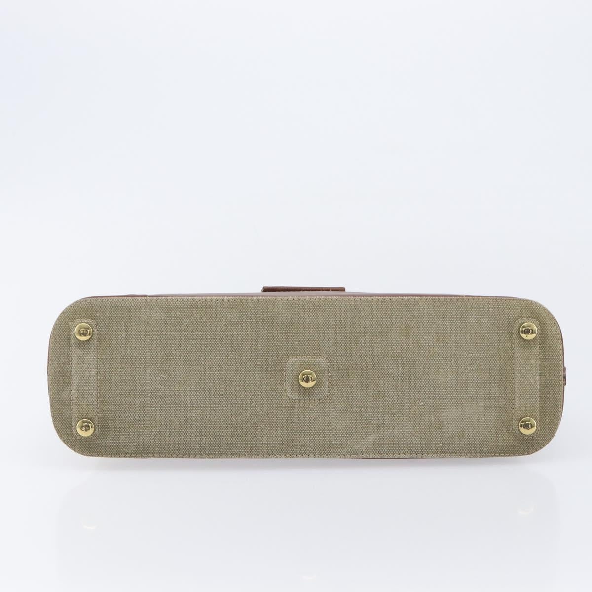 Christian Dior Straight Chic Hand Bag Canvas Beige Gold Auth 201348