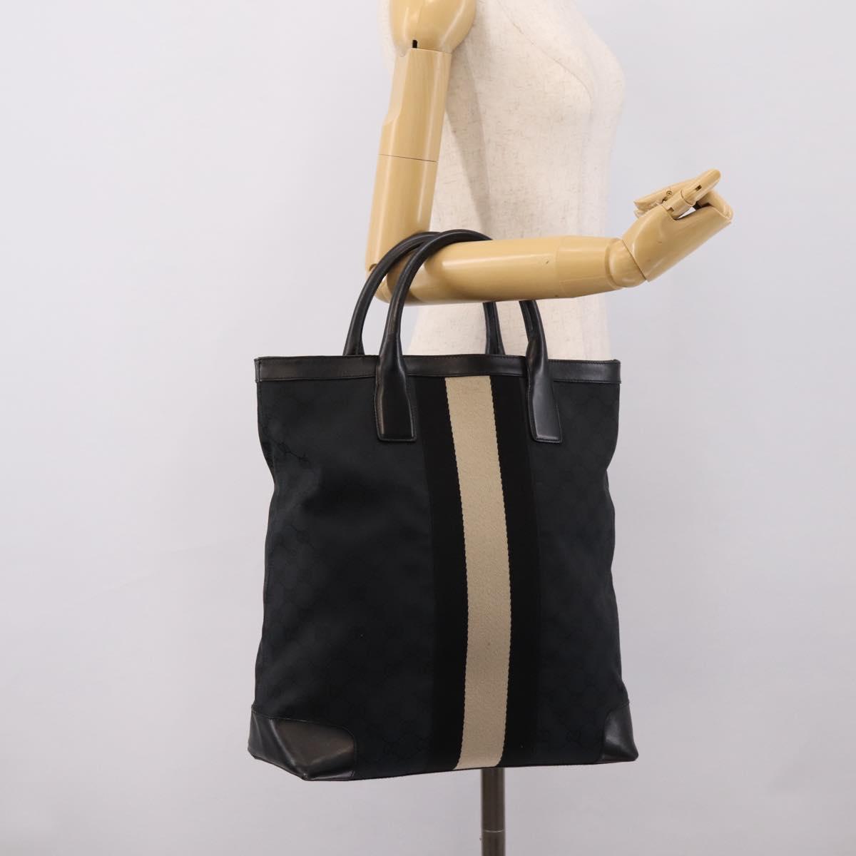 GUCCI GG Canvas Hand Bag Black Silver 002 1093 3444 Auth 201351