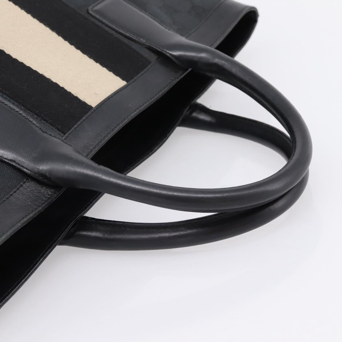 GUCCI GG Canvas Hand Bag Black Silver 002 1093 3444 Auth 201351