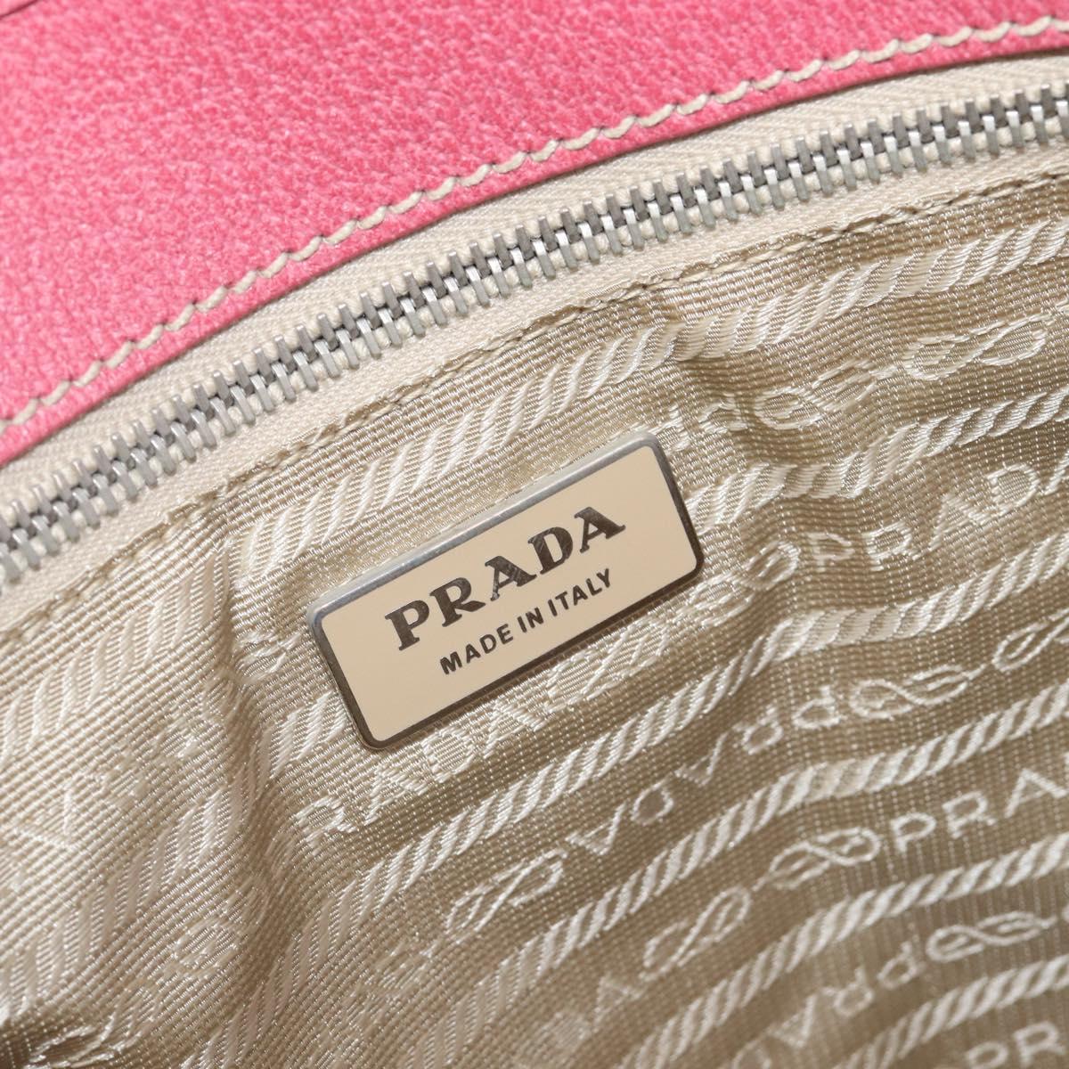 PRADA Tote Bag Canvas Ivory Silver Auth 201353V