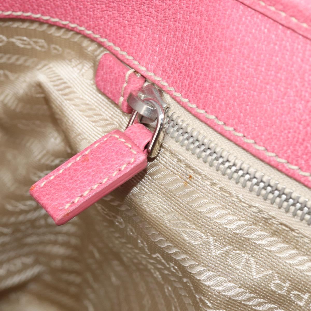 PRADA Tote Bag Canvas Ivory Silver Auth 201353V