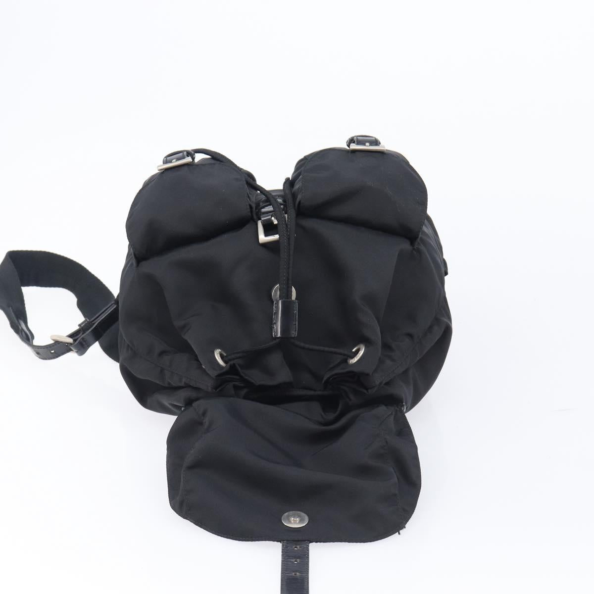 PRADA Backpack Nylon Black Silver Auth 201355