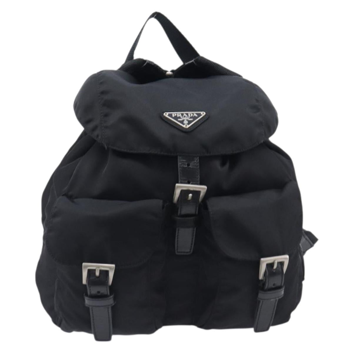 PRADA Backpack Nylon Black Silver Auth 201355