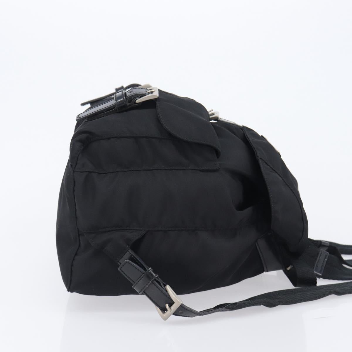 PRADA Backpack Nylon Black Silver Auth 201355