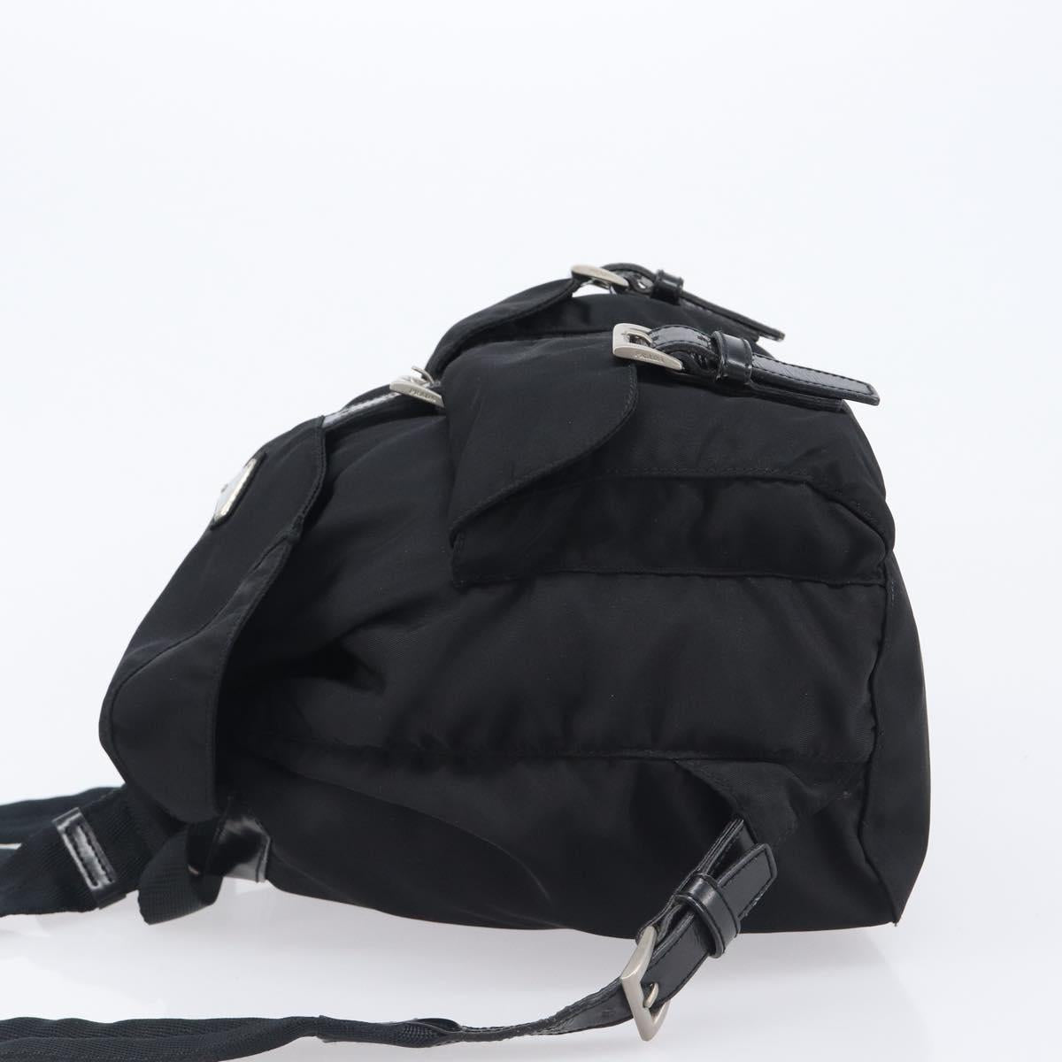 PRADA Backpack Nylon Black Silver Auth 201355
