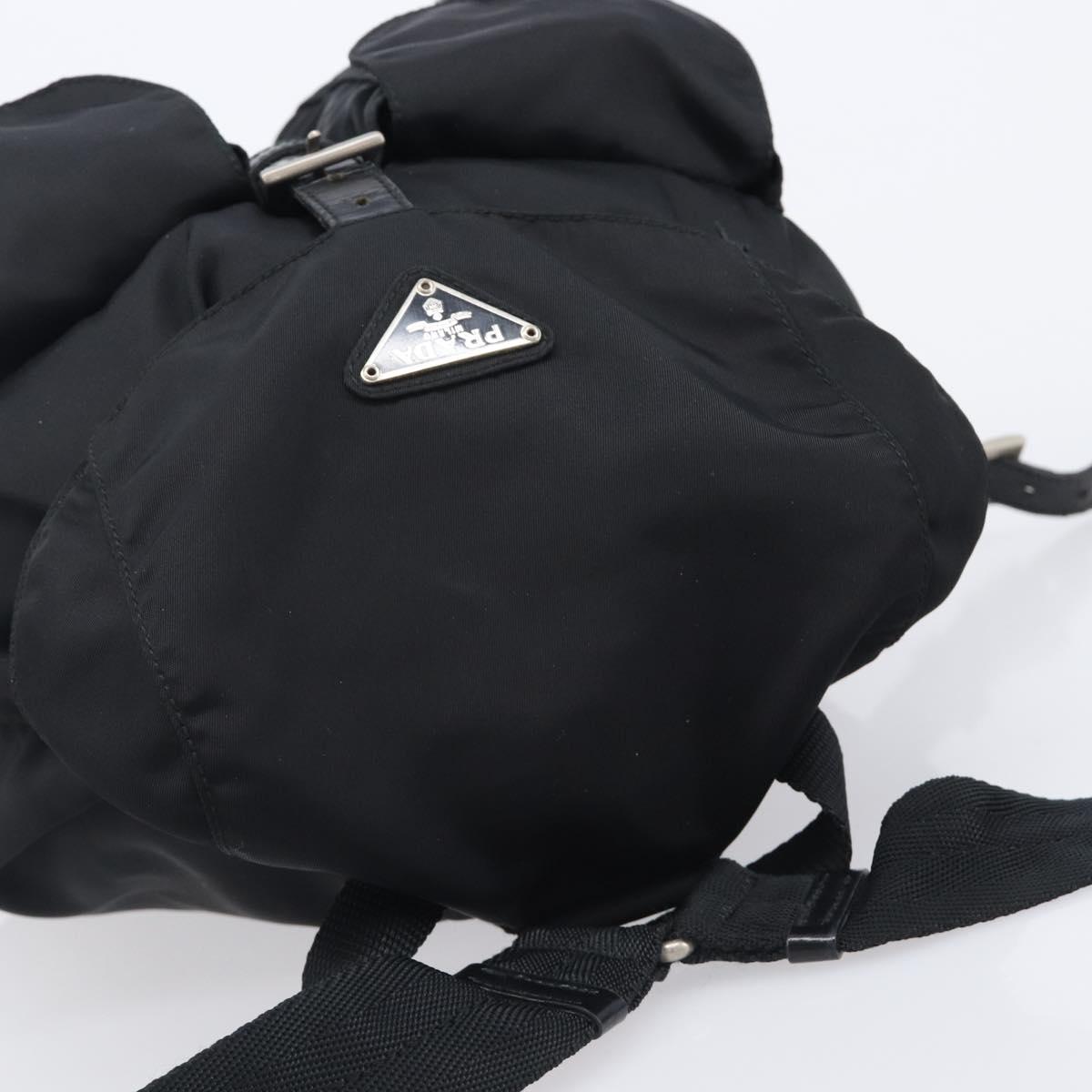 PRADA Backpack Nylon Black Silver Auth 201355