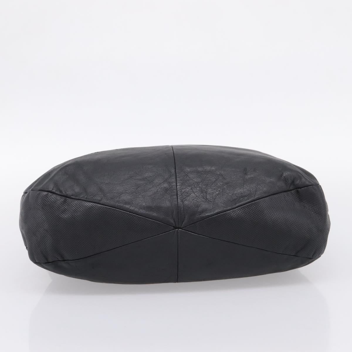 LOEWE Shoulder Bag Leather Black Silver Auth 201357
