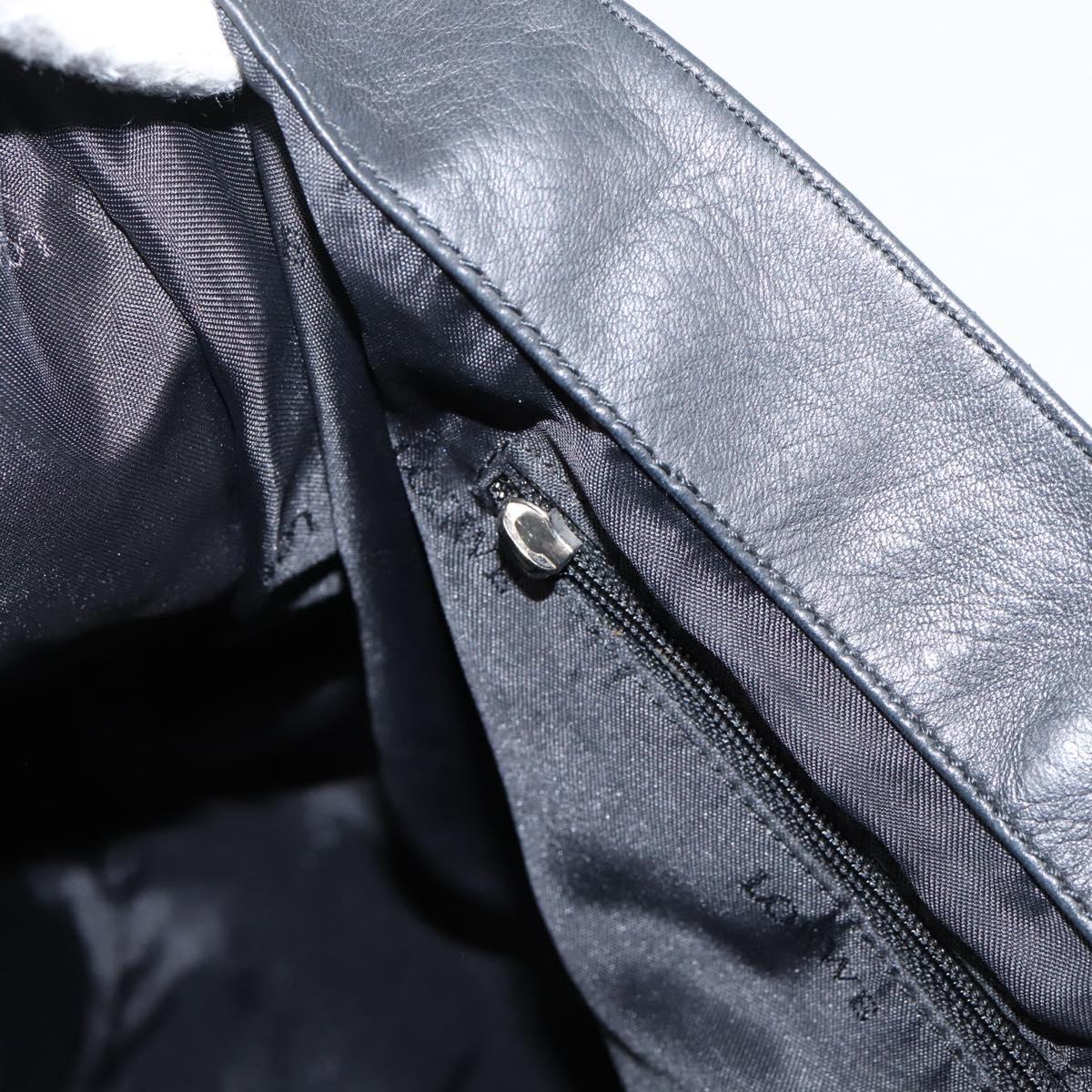 LOEWE Shoulder Bag Leather Black Silver Auth 201357