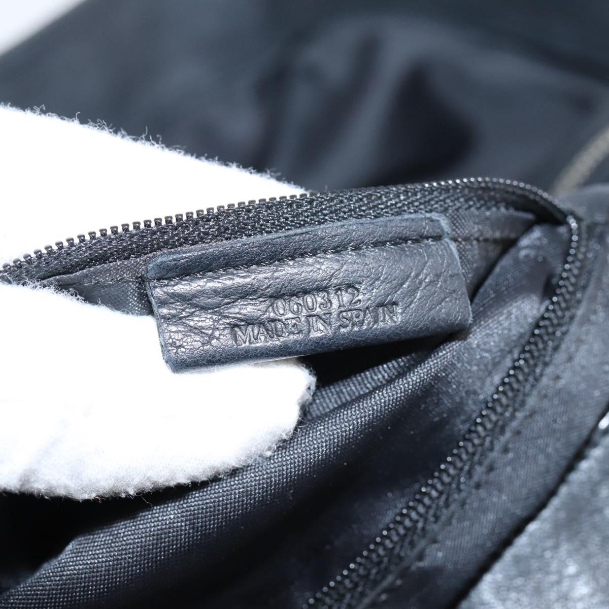 LOEWE Shoulder Bag Leather Black Silver Auth 201357