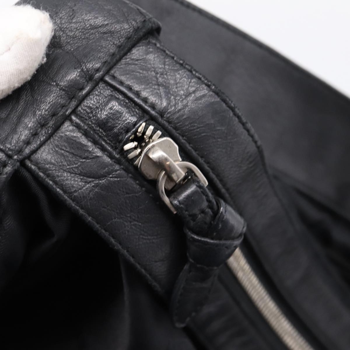 LOEWE Shoulder Bag Leather Black Silver Auth 201357